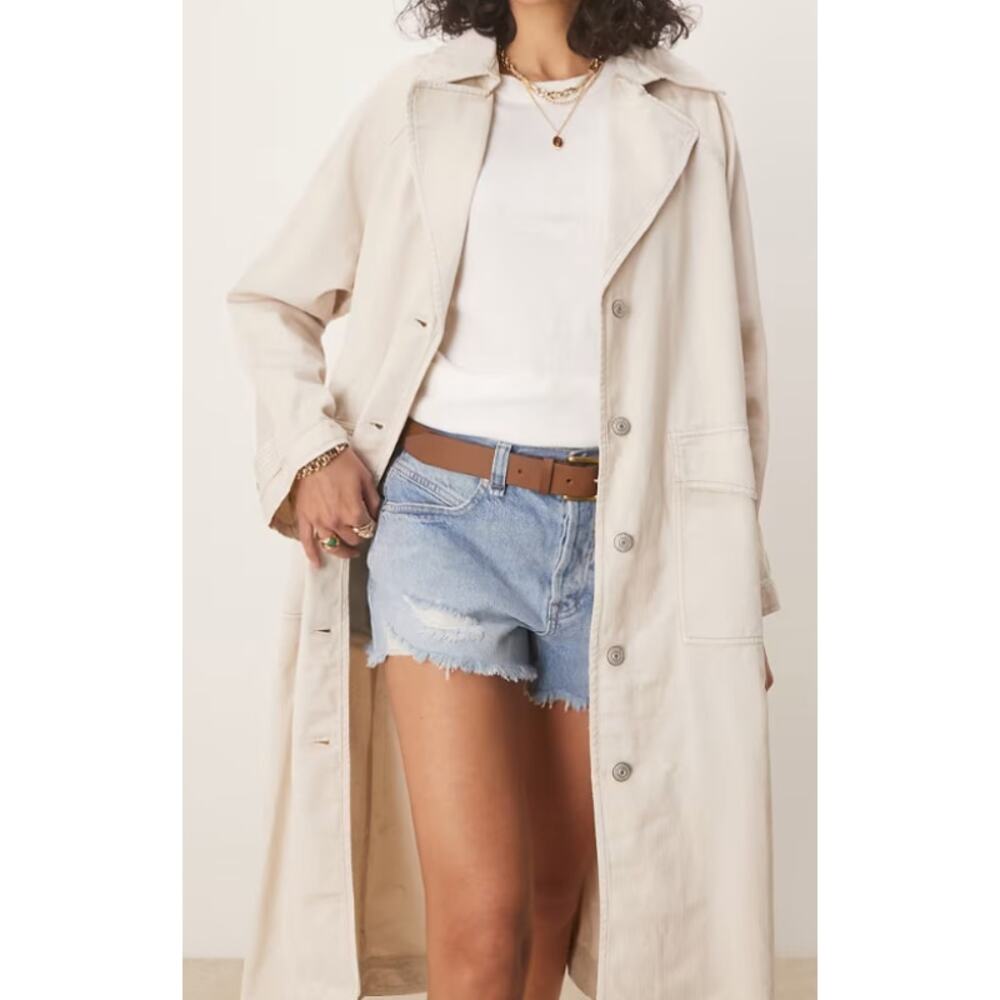 Free People We The Free Khaki Perry Military Duster Midi Trench Coat NWOT- S - Picture 5 of 14